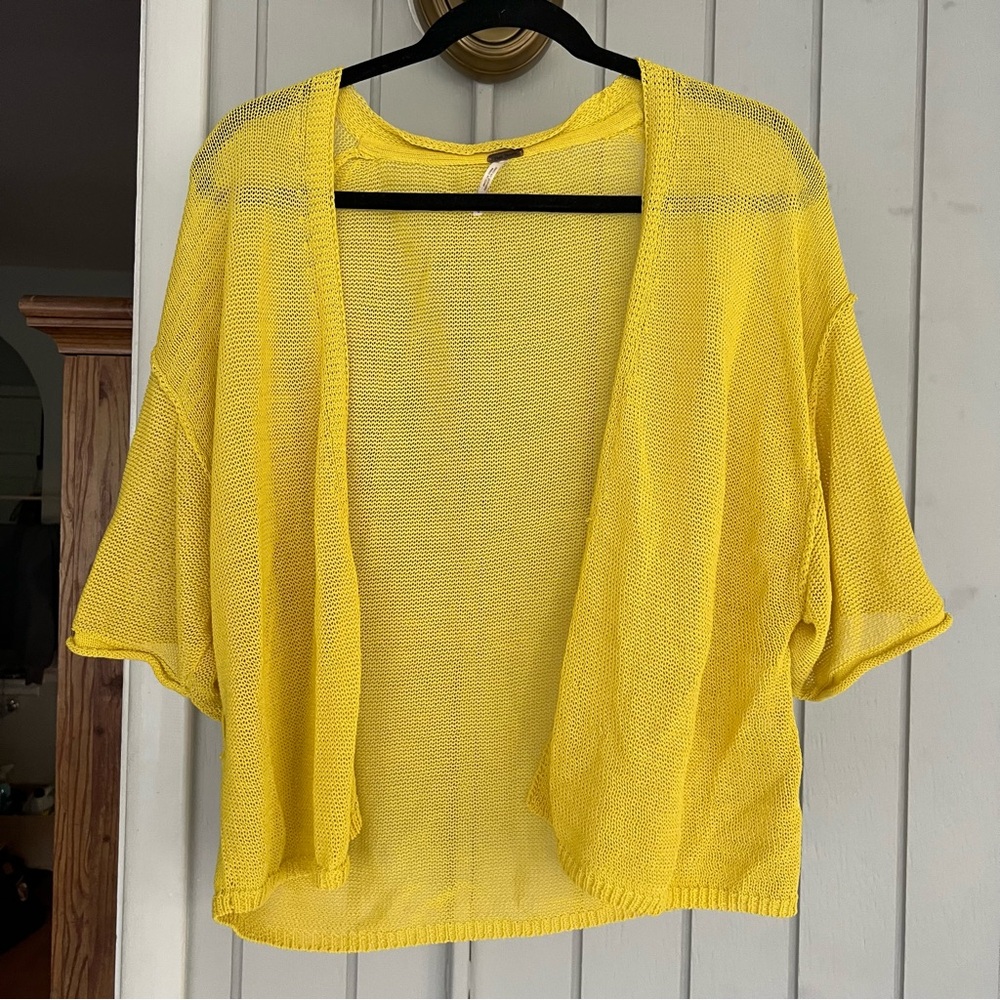 Yellow Free People Open-Front Women's Sweater